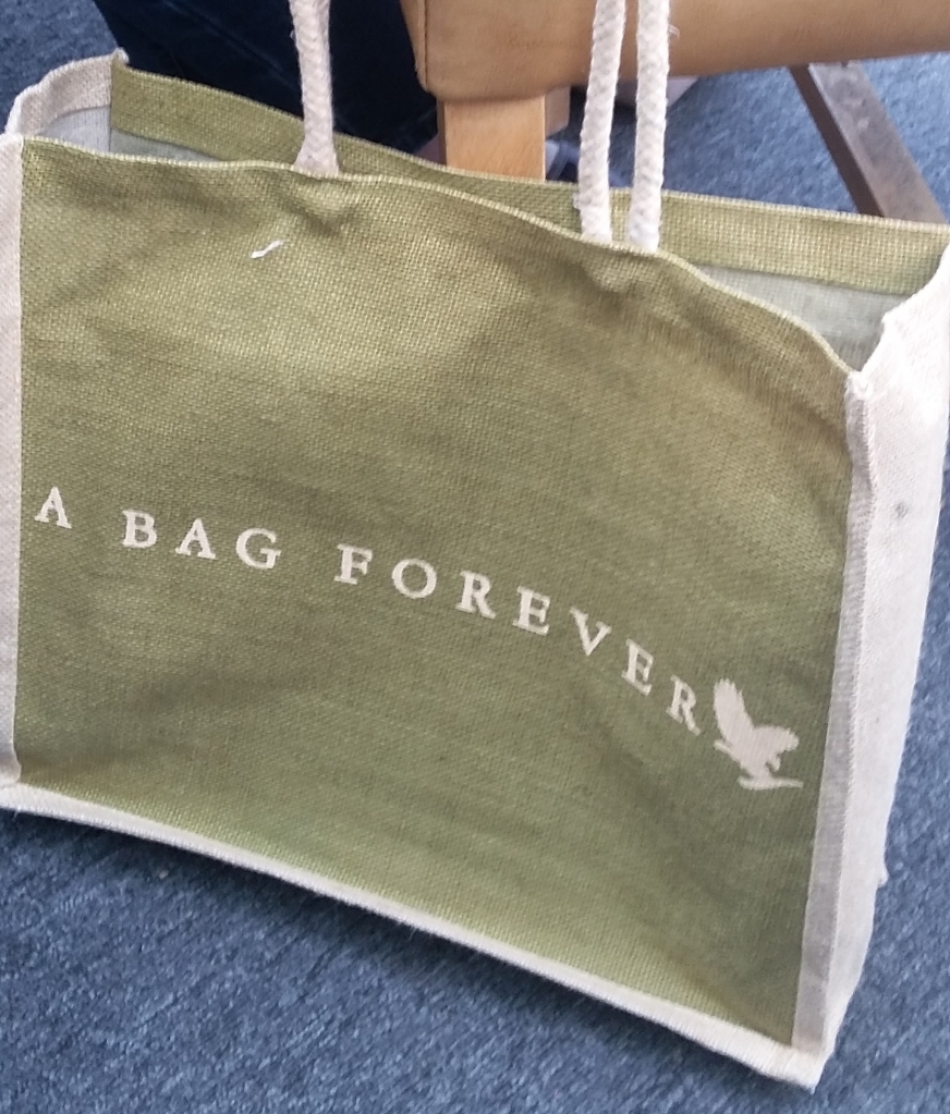 A bag printed "A bag forever"